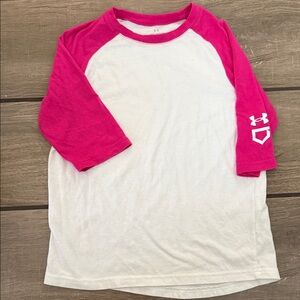 Under Armour Long Sleeve Pink and White Tee